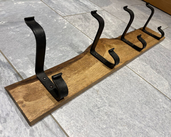 Oak and steel coat rack