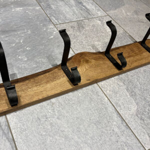 Oak and steel coat rack