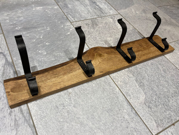 Oak and steel coat rack