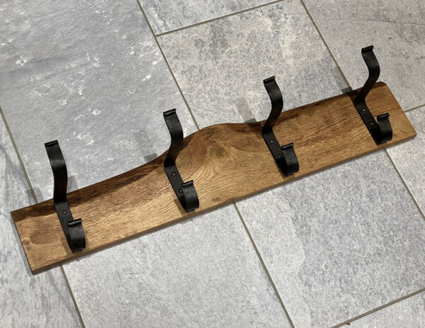 Oak and steel coat rack