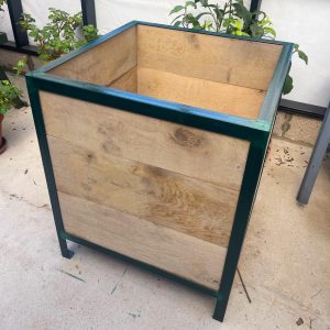 Steel and Oak tree planter 3